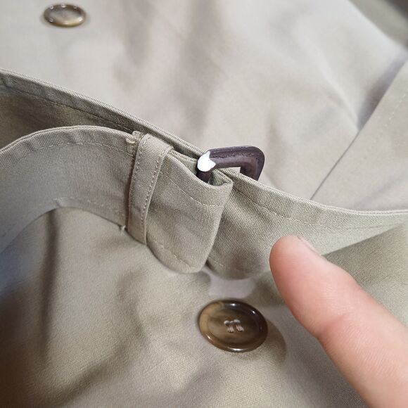 London Fog Trench Coat Mens 46R Khaki Belted Double Breasted Button Vtg USA Made - Picture 16 of 16